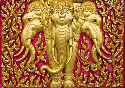 寺庙门上的大象雕刻金漆图片