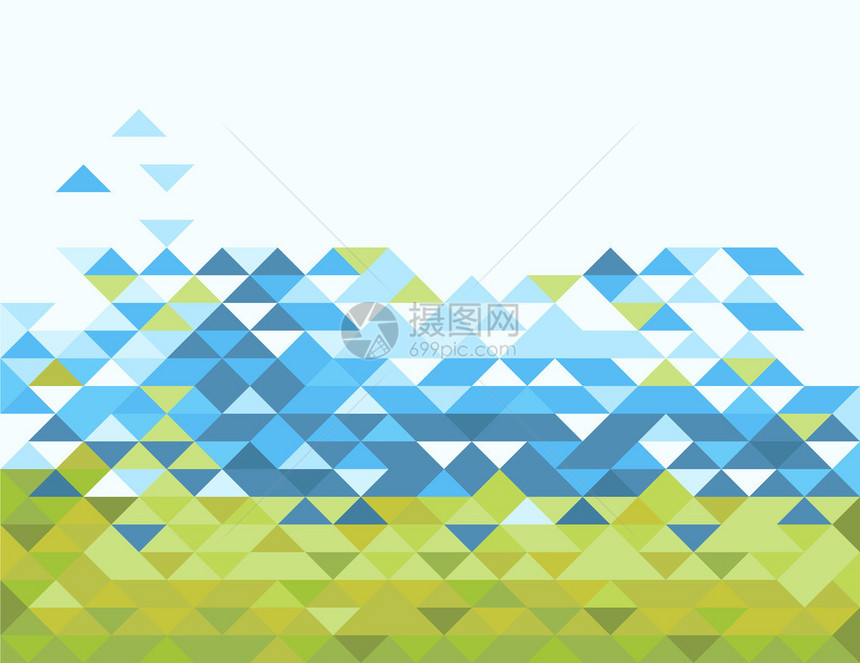 绿色和蓝色的抽象三角形图片