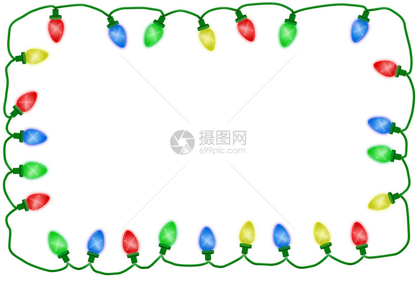 圣诞节的灯光在白色背景圣图片