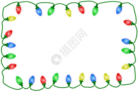 圣诞节的灯光在白色背景圣图片