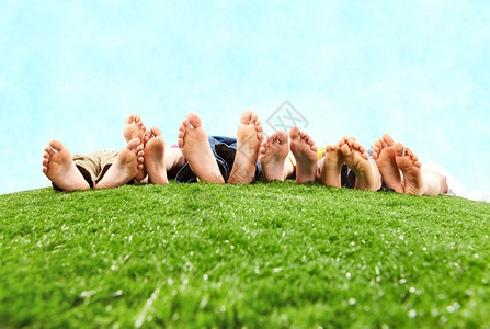 几条腿躺在草地上休息的形象图片