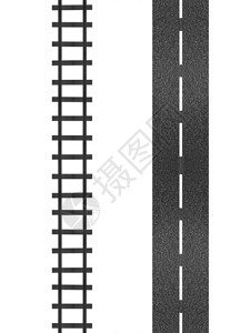 在白色背景下隔离的火车轨道图片