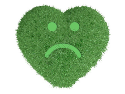 多愁善感的以绿色的青草和悲伤的笑设计图片