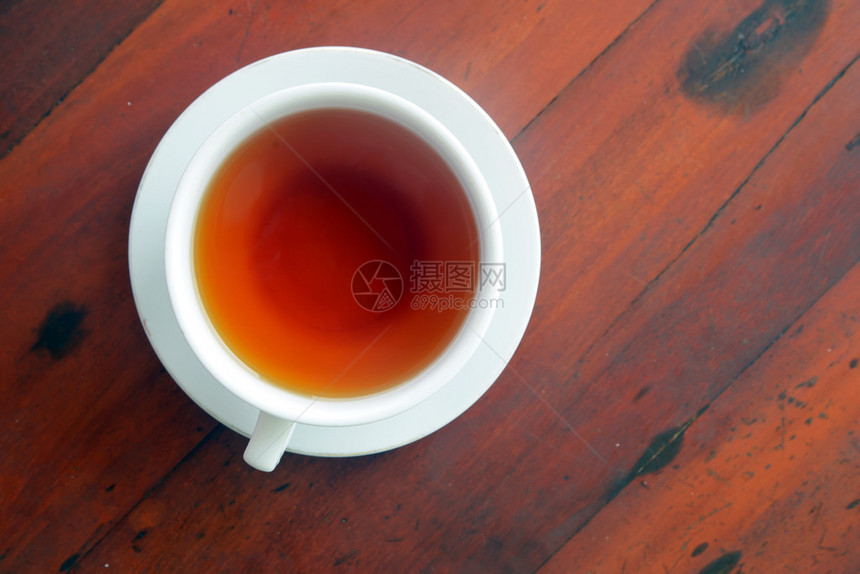 一杯茶的俯视图图片