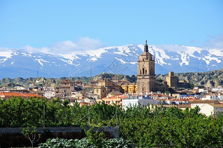 西班牙安达卢西亚格拉纳达省瓜迪克斯镇和大教堂的景色图片