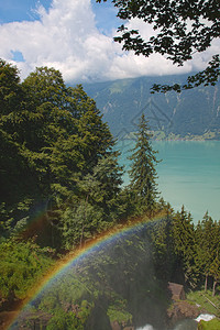 瑞士绿色自然中的瀑布图片