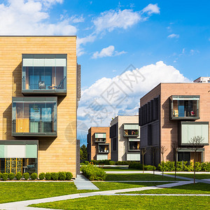 欧洲斯洛文尼亚卢布尔雅那市当代生态友好型住宅建筑校背景图片