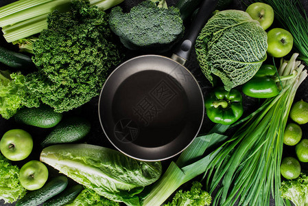 绿色蔬菜健康饮食概念之间煎图片