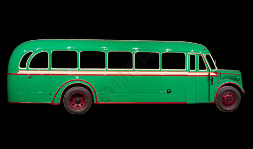 旧的绿色古老公交车黑色图片