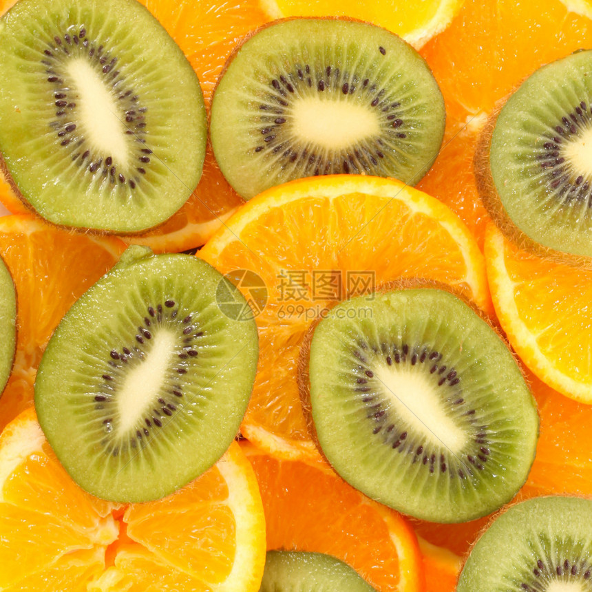 切片猕猴桃和柑橘橙图片