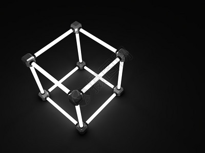 荧光灯管的闪光立方体几何处理设施图片