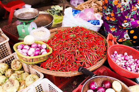 越南水果市场丰富多彩的热图片
