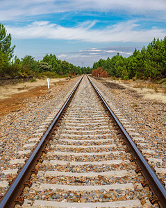 铁路透视在荒野背景图片