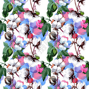 棉花与水彩风格的花卉图案图片