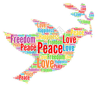 和平爱自由和幸福词云背景图片