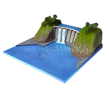 西山湖水库3d说明电站在白色上被设计图片