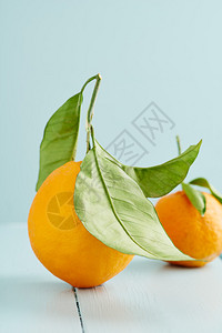 新鲜橙子或橘子和绿图片