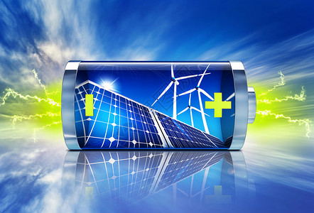 绿色能源电池的3d渲染图片