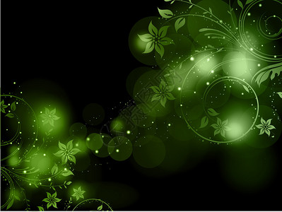 绿色抽象背景上的装饰花艺设计图片