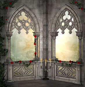 烛状石在石地板上装满玫瑰和烛插画
