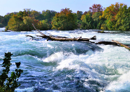 秋天的山河急流背景图片