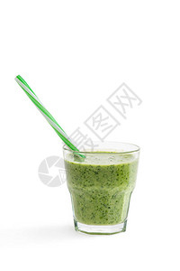 绿色清新的冰沙玻璃中含有菠菜白色图片