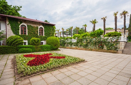 Nikitsky植物园的生态建筑表面和公园图片