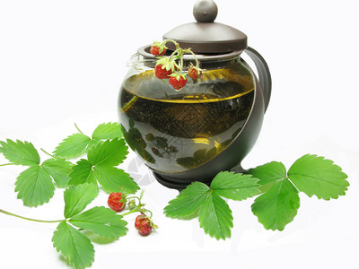 茶壶中的野草莓茶图片