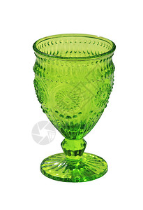 绿色玻璃葡萄酒杯白色背图片