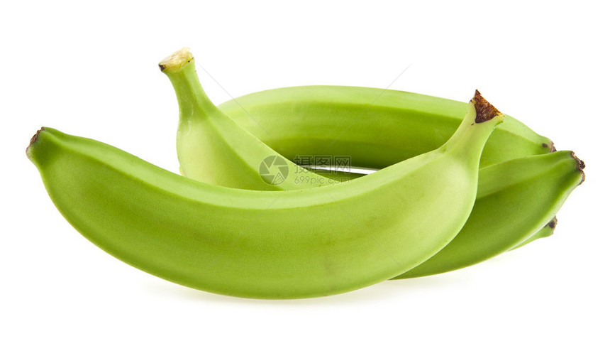 白背景孤立的绿香蕉图片