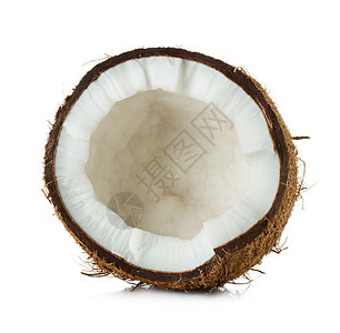 半椰子上白色孤立图片