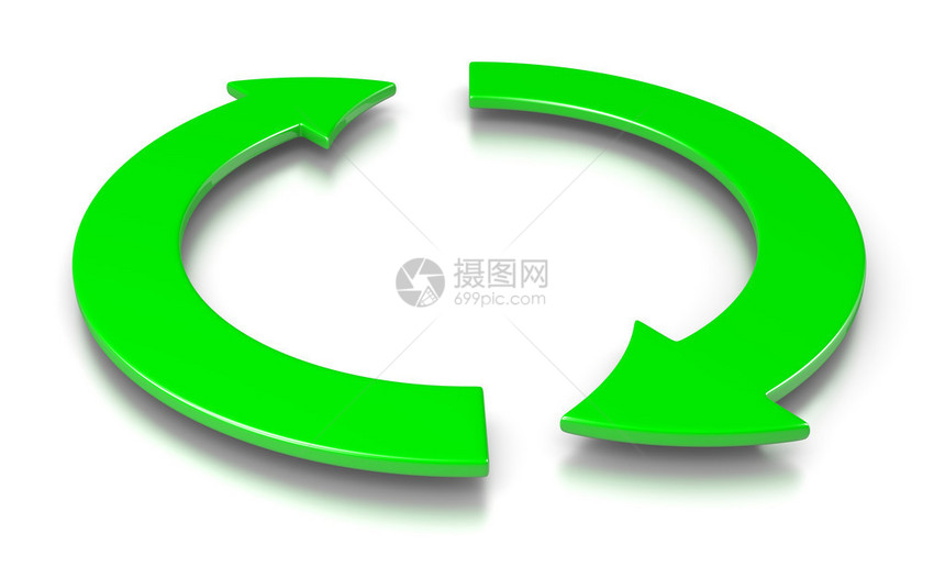 两个绿色圆形箭头3D图片