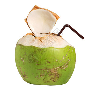 白色背景下的椰子水果汁饮料图片