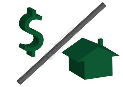 白色背景房屋的绿色美元符号住房费用等图片