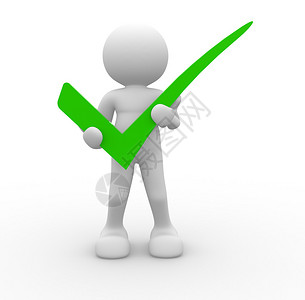 瓦瑟兰沙夫特3d表示白色背景上绿色检查标设计图片