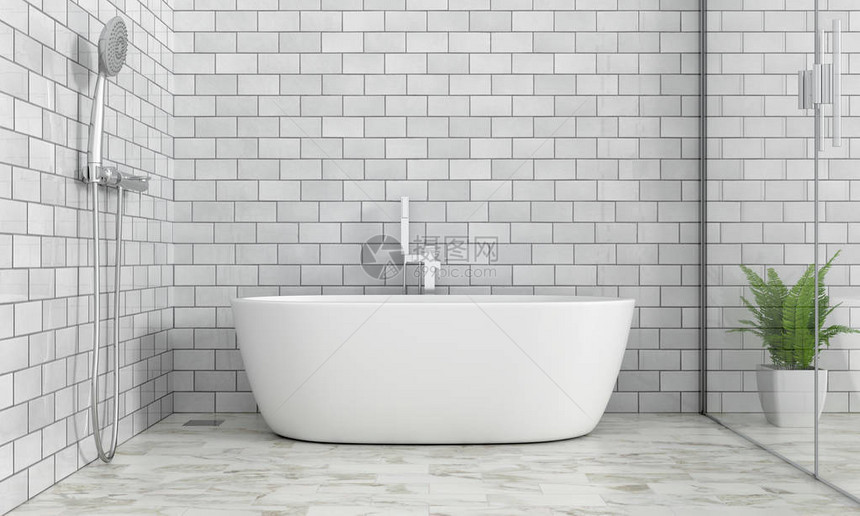 浴室内浴缸3D渲染图片