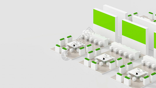 白色和绿色展台3d渲染图片