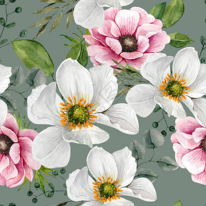 粉红和白水花朵在灰色背景贴近处的花束背景图片