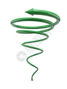 绿色螺旋线箭头在白背景图片