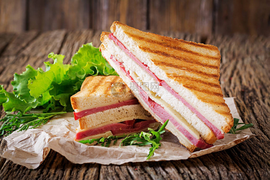 三明治加火腿和芝士的意大利图片