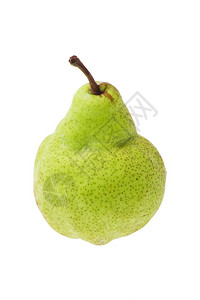 白色背景上成熟的黄绿色梨背景图片