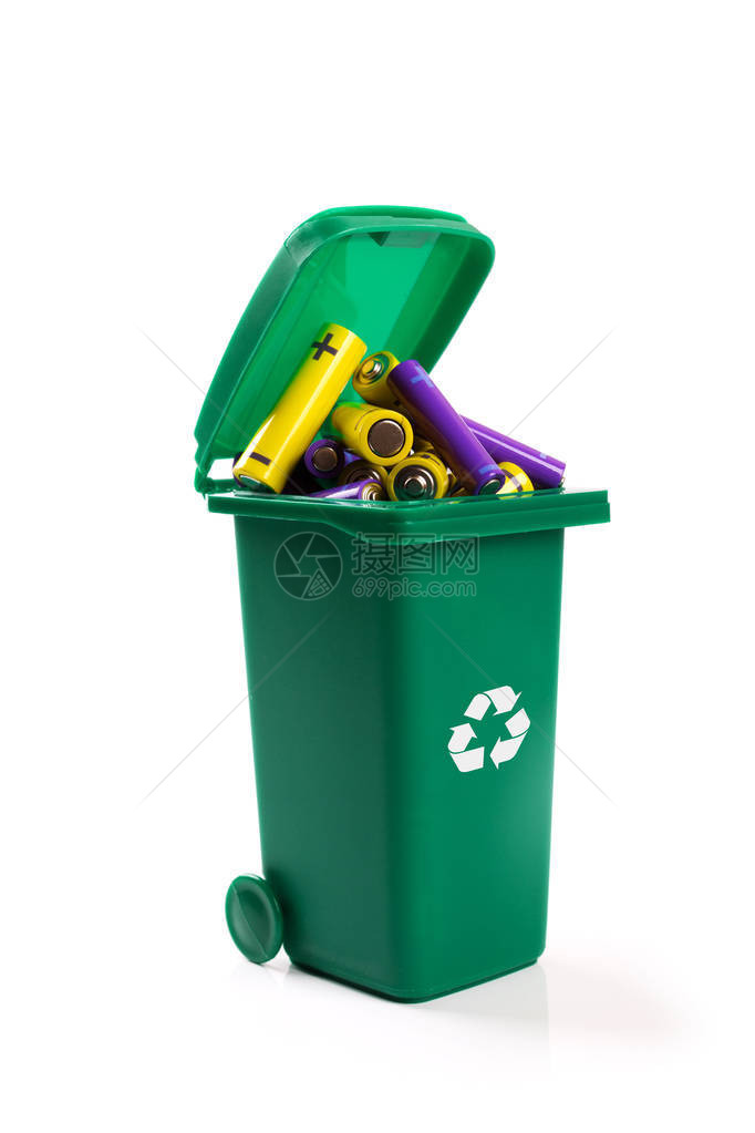 危险废物回收装满电池的绿图片