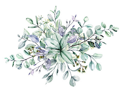 花卉艺术构图水彩画背景图片