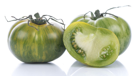 绿色斑马番茄白色隔离图片