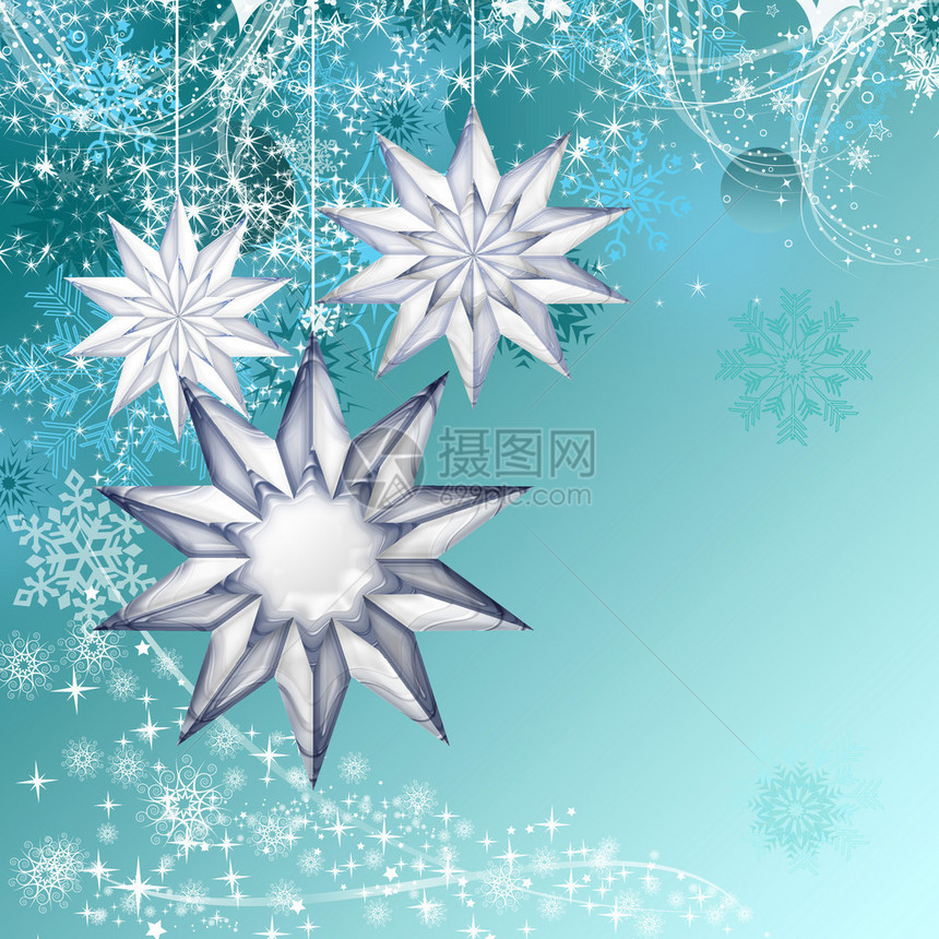 蓝色圣诞装饰背景图片
