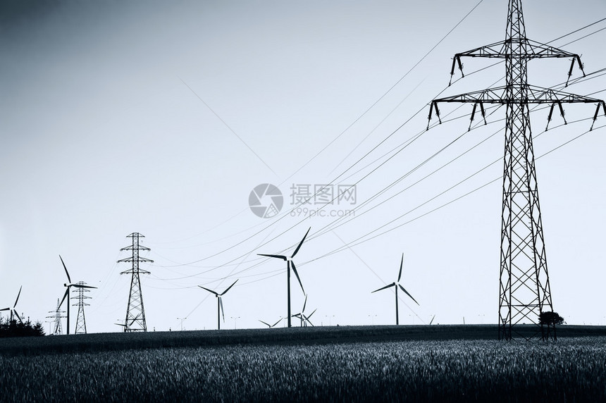 风力发电机和电线生态和替代能源图片