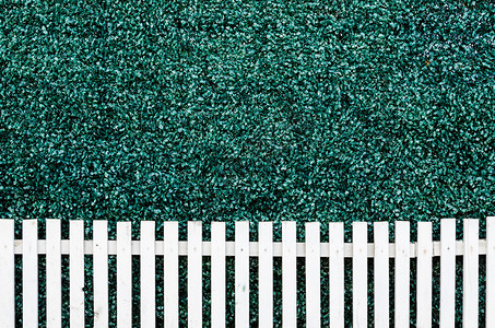 白色篱芭和绿草纹理图片