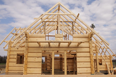 生态木制房屋建高清图片