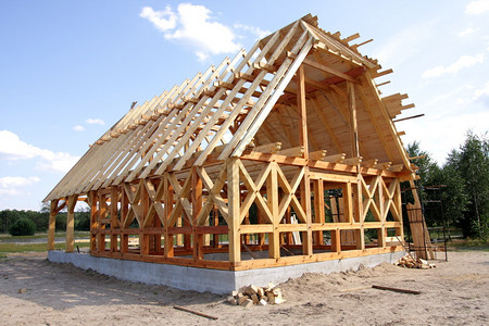 生态木制房屋建高清图片