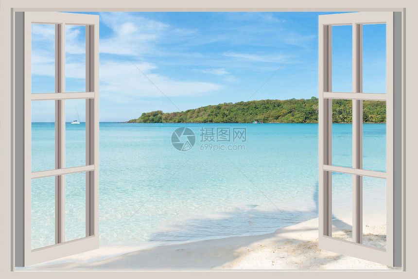 暑期旅行度假和日概念开放窗口在泰图片